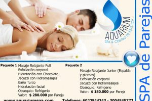 Romantic couple is having a back massage in spa center.